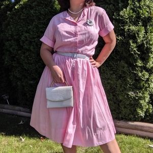 1950s Pink Plaid Dress